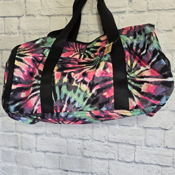 PINK Victoria’s Secret Logo Tie Dye Everyday Duffel Tote Bag Colorful Swirls New - Picture 9 of 16